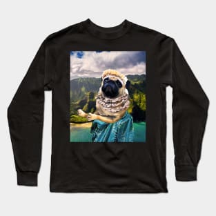 Cute Aloha Pug Hawaiian Long Sleeve T-Shirt